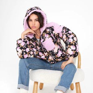 For Love and Lemons Puffer Jacket With Ruffle Trim NWT